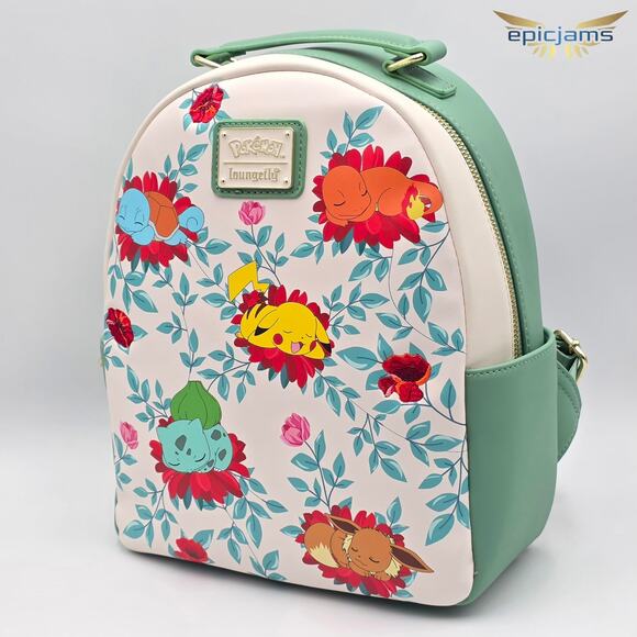 Loungefly Pokemon Sleeping Floral Mini Backpack New - Picture 3 of 5